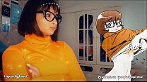 Velma Fucks Dragon Creampie and BJ – Cosplay Velma Scooby doo – Fazendo boquete ate gozar na boca